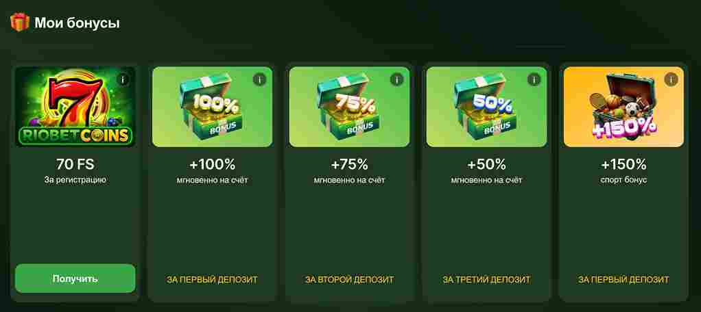 Список бонусов в Риобет казино